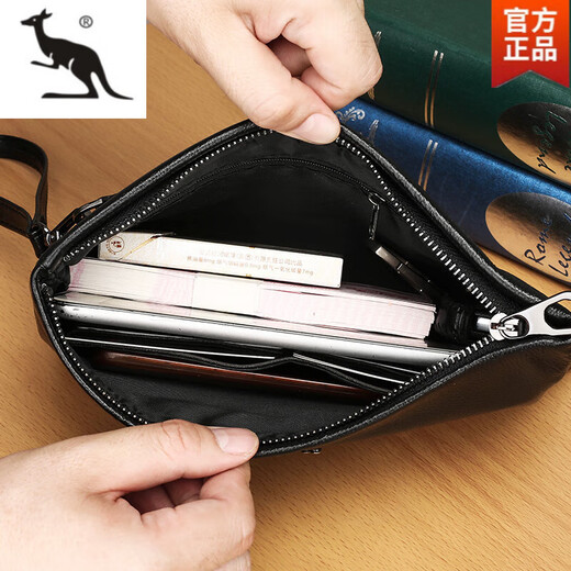 
Cool Kangaroo [top layer cowhide] soft cowhide men's handbag large capacity genuine leather clutch men's bag business casual wallet men [real leather] 8001 small black