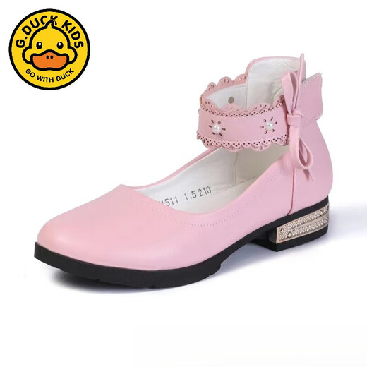 G.duck girls' leather shoes 2024 new spring and autumn college style Korean style versatile princess performance shoes student soft leather shoes non-slip pink 33 (shoe inner length 20.8cm)