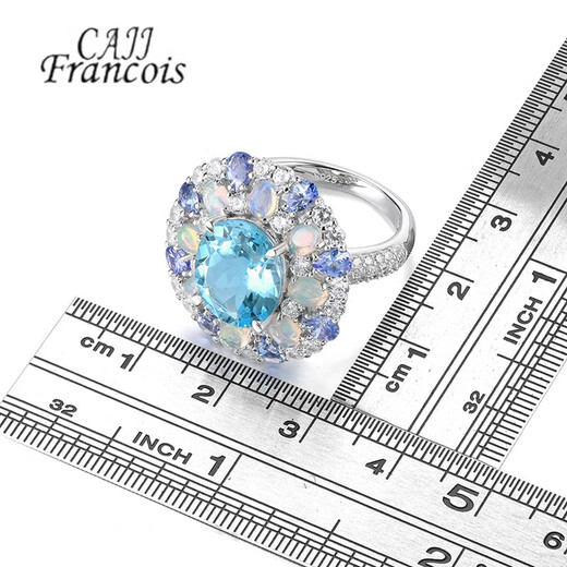 CAJJ Francois 4.60 carat topaz ring for women, natural colored gemstone, 925 silver inlaid jewelry, No. 13