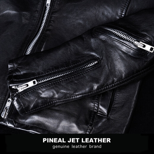 男款斜拉绵羊皮日单复古做旧短款春秋新款外套皮衣皮夹克羊皮斜拉 黑色 2XL 185斤以下