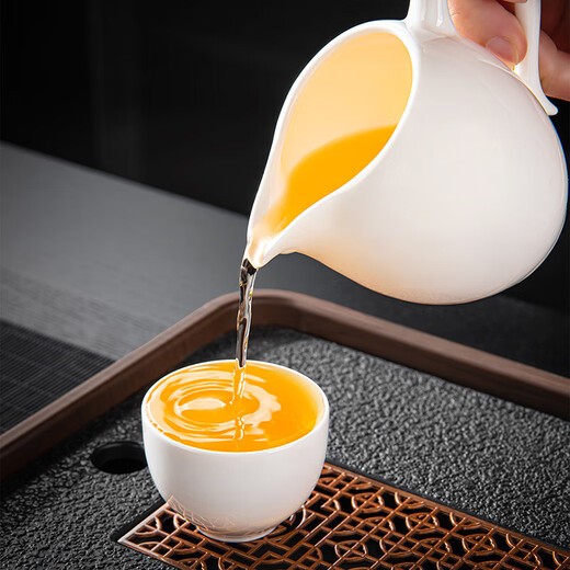 Original and mutton-fat jade white porcelain tea set set for home high-end office reception and drinking teapot complete set of ceramic kung fu tea cups