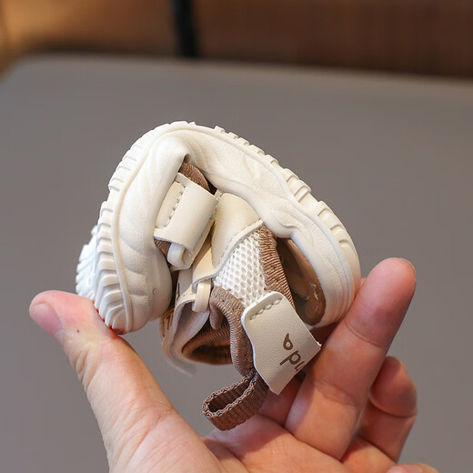 Huaya Huaya children's sandals summer baby boy toddler shoes soft sole toe non-slip girls beach shoes brown size 25 (inner length 15.5cm)