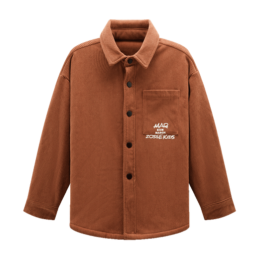 Zuoxi Boys' Shirt Plus Velvet Children's Corduroy Jacket Thickened 2025 New Boys' Clothing Winter Warm Top Dirty Orange Thickened 110 Recommended height is about 110cm