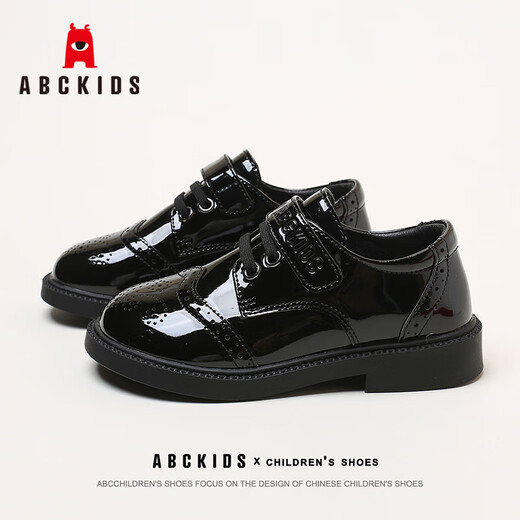ABC KIDS boys leather shoes shiny campus middle school children's British style children's performance shoes 3028AX black 33