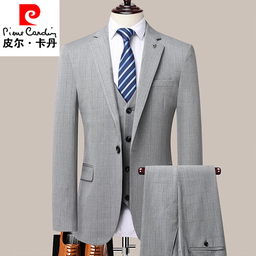Pierre Cardin suit men's suit business casual suit two side slits double slit small suit slim fit men gray 48