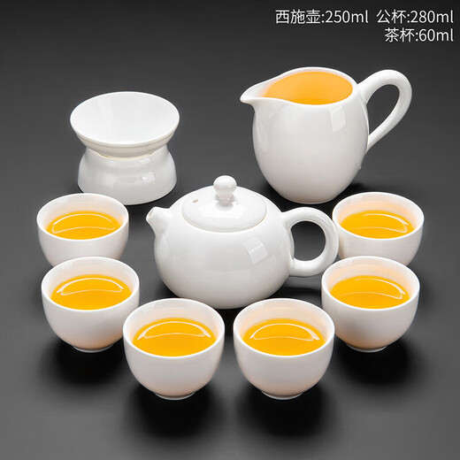 Original and mutton-fat jade white porcelain tea set set for home high-end office reception and drinking teapot complete set of ceramic kung fu tea cups