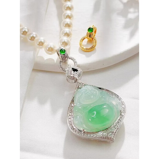 Yujingji Fat Donglai same style 18k gold universal buckle plated double opening pendant buckle inlaid with diamond pearl buckle necklace buckle hundred yellow gold color full of diamonds