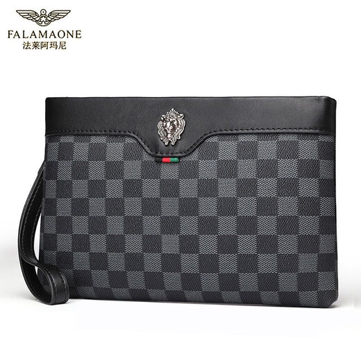 Falai Armani Big Brand Retro Handtasche Neue Style Clutch Bag Herrener Leder Handtasche Modegeschäft vielseitige Männer Business Envelope Tasche XF609 Schwarz