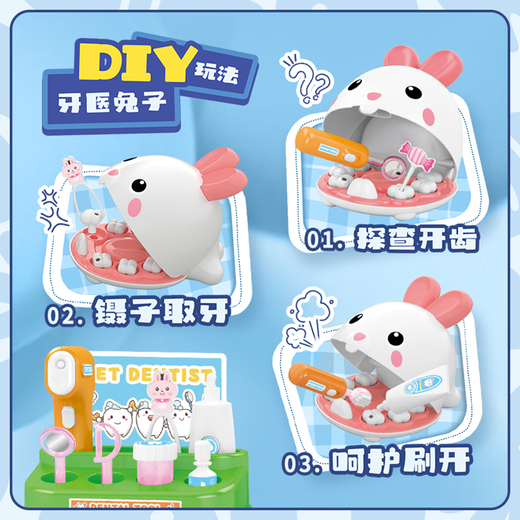 Maiqu Planet Children's Simulation House Player Toys Doctor Dental Hospital Nursing Pet Bunny Upgrade Gift