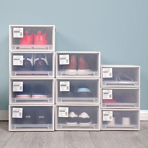 Yangyangyu installation-free shoe box plastic transparent drawer-type storage box can be stacked for home dormitory dust-proof shoe storage box, transparent D type (width 28*depth 36*height 16.6)