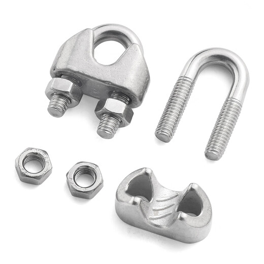 Jinggong (JINGGONG) 304 stainless steel wire rope chuck, wire rope chuck, U-shaped lock buckle, rope tightener, wire clamp 10mm (suitable for 10mm wire rope) (1 piece)