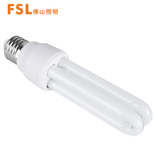 FSL Foshan Lighting T4 electronic energy-saving bulb U-shaped three-color fluorescent bulb E27 screw bulb 2U-13W white light (6500K)