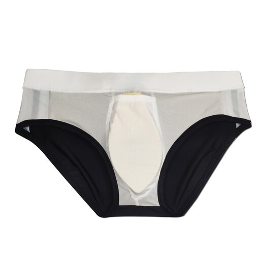 UXH simple color-blocking briefs for men's youth sports low-key style black close-fitting model competition pants tight black with white edges M