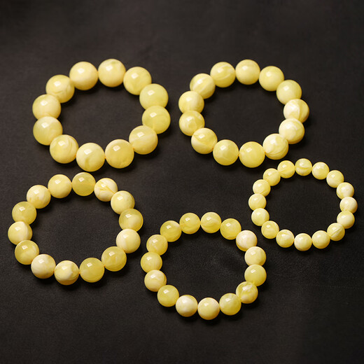 Fat Donglai same style chicken fat yellow beeswax bracelet new white flower honey bracelet for men and women amber old Buddha beads round beads with white flower honey single circle bracelet 12mm*16 pieces