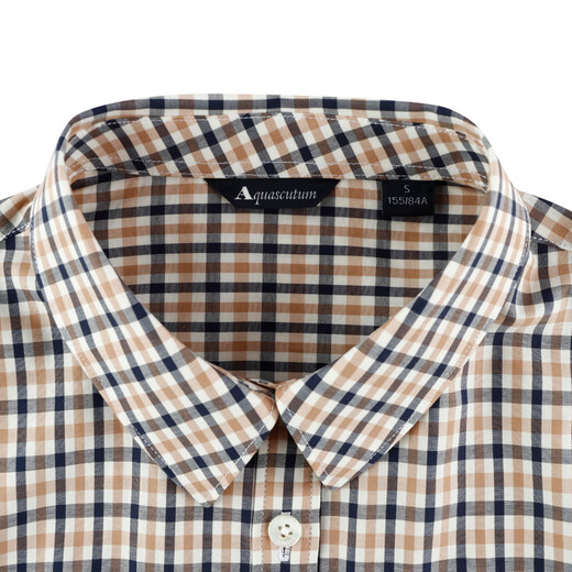 AQUASCUTUM/雅格狮丹秋冬新品女士格纹纯棉长袖衬衫Q4865W0031 卡其色83 M