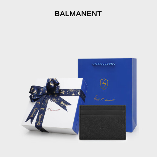 巴玛特（Bal Manent）男士卡包超薄简约时尚青年卡夹便携式银行卡套零钱位大容量设计 黑色