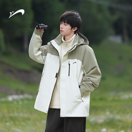 Guirenniao outdoor three-in-one assault jacket men's autumn and winter waterproof jacket lining warm winter hiking clothes off-white three-in-one (plus velvet lining) 2XL