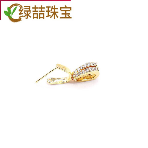 Green 18k gold buckle accessories s925 plated long needle fine needle small pendant jade pendant buckle diy jade pendant necklace gold color (c175 style)