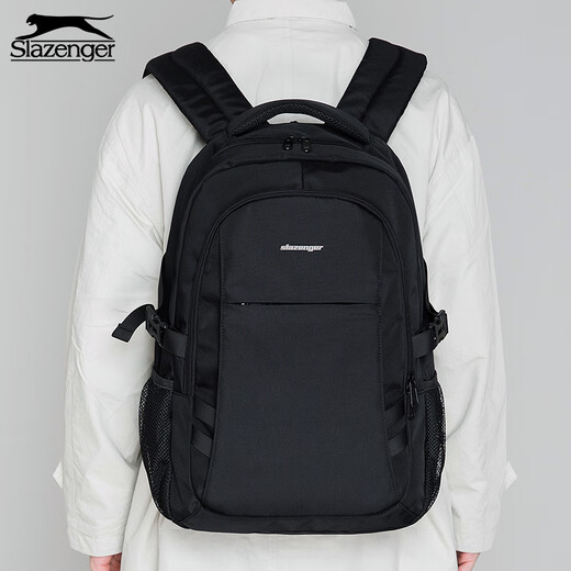 史莱辛格（Slazenger）男士双肩包旅行背包大容量笔记本书包16英寸商务电脑包 黑色 