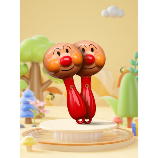 OLOEY Anpanman Handglocke Sandhammer Babyrassel kann 0 bis 1 Baby kauen, um seinen Kopf zu heben, um Neugeborenenspielzeuge zu üben 2 Sandhämmer Greifen + Kraftübung