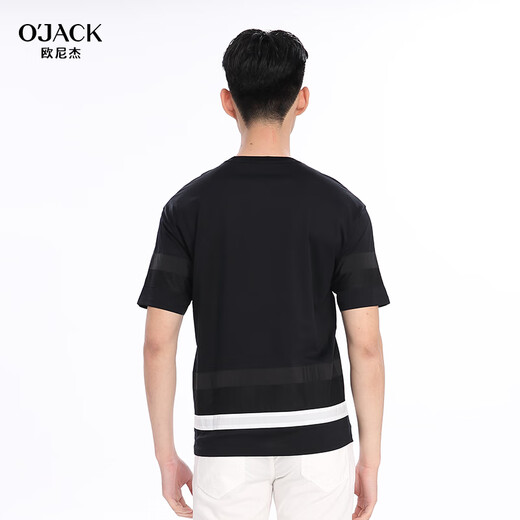 O'JACK 120 long velvet cotton short-sleeved T-shirt men's casual Korean version high-stack cotton comfortable breathable round neck T-shirt XTS3519 white 010 XXL/54 size 185cm/165-180Jin[Jin equals 0.5 kg]