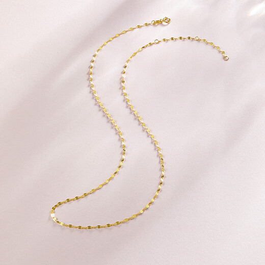 Saturday Fortune (ZLF) 18K gold necklace color gold necklace women's clavicle star chain plain chain K yellow-40+5cm adjustable (0.8-1g) upgraded version