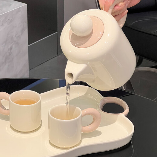 Manguangguang Ceramic Water Cup Set Home Living Room High-end Kettle Cup Set Light Luxury Housewarming Tea Set Tea Cup Complete Set Ceramic Water Set (kettle + tray + 6 cups)