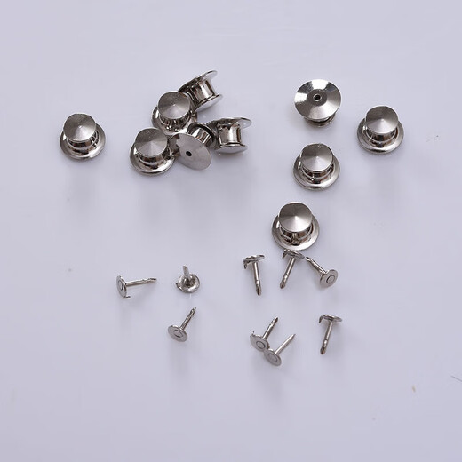 Universal brooch spare buckle butterfly buckle flat head card cap badge badge badge spurs all copper handmade material accessories silver 10 pieces