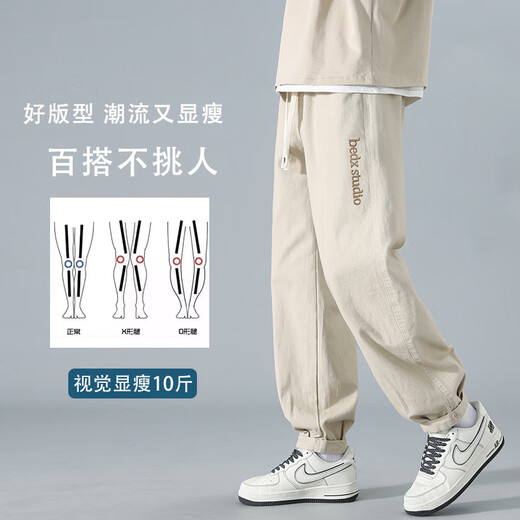 Dingfengbaoluo Japanisch reine Baumwollhosen Männer Frühling und Sommer Trendy Brand Stickerei Lose amerikanische Arbeitskleidung Casual Hosen WH5605 Khaki XL