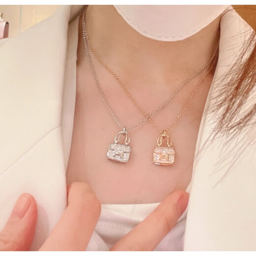 WSAYh necklace 18k gold and silver light luxury H Kangkang bag women's letter pendant 18K rose gold niche network (new style) bag white gold