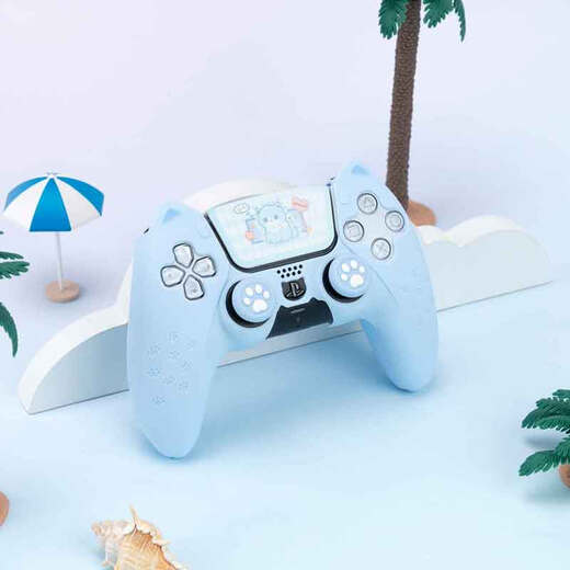 Ji Xiang PS5 handle protective cover, blue cat ear game special handle grip silicone set, cat claw rocker hat set, heaven rescue 2