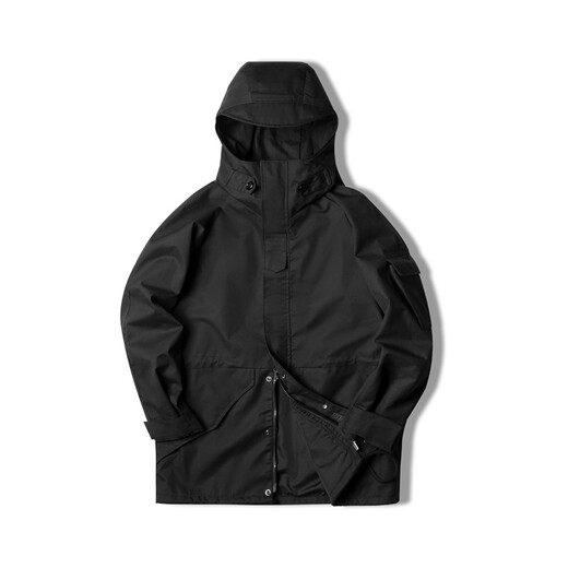Madden Workwear American Casual Outdoor Sports Hooded Functional Jacket Drawstring Black Nylon Windbreaker Men Black L