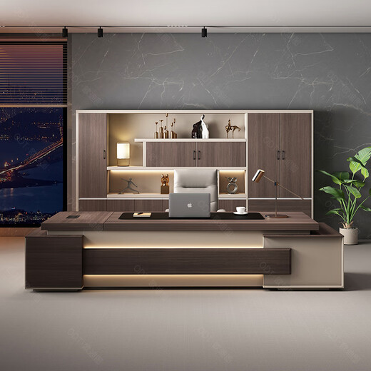 OUDITU boss desk and chair combination manager desk president desk supervisor desk simple modern office furniture executive desk set 3.4 meters double side cabinet + boss chair + 8 door bookcase