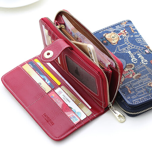 Hua Xiaoyao La pequeña concubina del vecino 2021 NUEVA billetera Long Bear Multi-Card Girl's Clutch Multi-Function Willet Willet Red