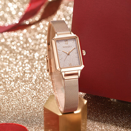 Burberry birthday gift for girls, girlfriends, wives and best friends, niche high-end exquisite ladies, practical and practical for New Year's Day, gradient pink mesh belt (necklace + bracelet + gift box)