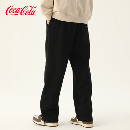 Coca-Cola Casual Pants Men's Autumn and Winter Pants Velvet Thickened Loose Pants Sweatpants Black Velvet XL (150-170Jin Jin is equal to 0.5 kg)