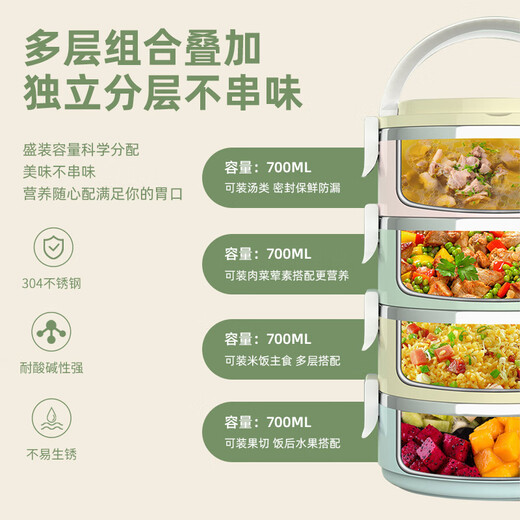 Guangyi 304 stainless steel four-layer insulation lunch box multi-layer combination macaron bento box + insulation bag GY8809