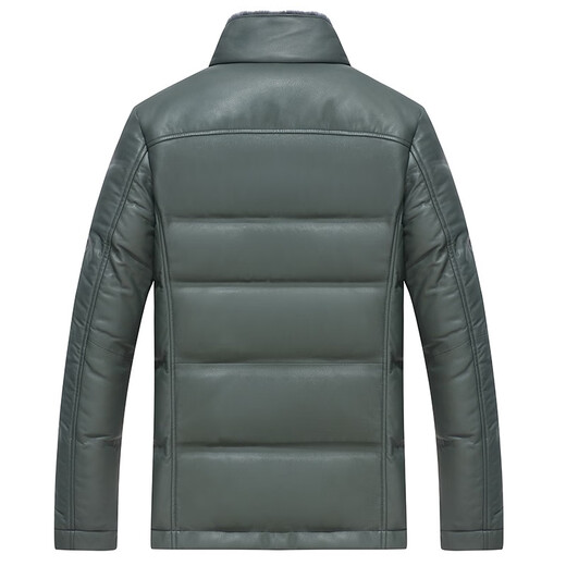 雪豹真皮皮衣男 秋冬绵羊皮白鹅绒羽绒内胆男士保暖夹克外套 黄色 88985 2XL /52(180/100A)