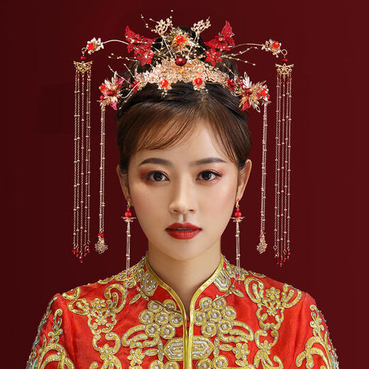 Xiuhe tiara bride wedding simple Chinese style phoenix crown hair Xiuhe suit Hanfu female atmosphere suit T50 suit