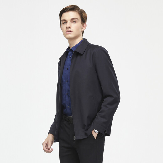 YOUNGOR Single Jacket Men's Lapel Single Jacket Fashion Business Casual Men's Top Jacket VJJK429964FQA Navy Blue 2XL 185/104A