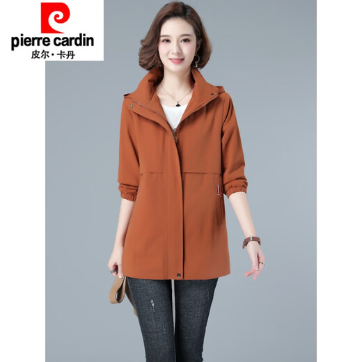 
Pier Cardin high-end women's middle-aged windbreaker women's mid-length jacket 2025 spring and autumn new loose cotton top blue 3XL