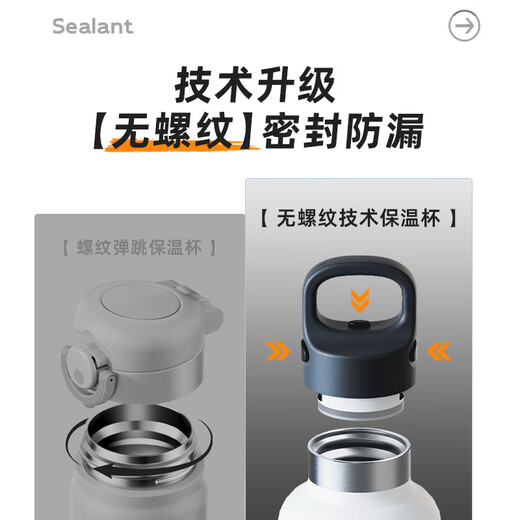 恩尔美保温杯大容量水杯男士学生户外运动便携车载新款316无螺纹保温杯 运动白1L【陶瓷胆/单手开】