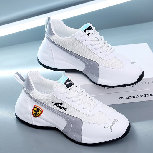 Bofloy lässige Schuhe Herrenschuhe neue Style-Solge-Schuhe leichte luxuriöse europäische Station Height-verstärkter Schuhe Männer atmungsaktiv dicker Sportdaddad Schuhe 9902 Weiß und Blau 40 [Sportschuhe Größe]