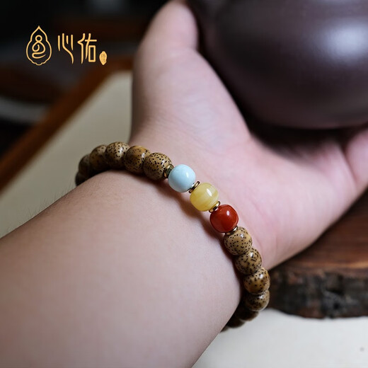 Xinyou beeswax Nanhong turquoise old style bucket beads top beads waist beads traffic light with beads star moon Bodhi text bracelet accessories traffic light 10mm (beeswax + Nanhong + Meiling mineral)