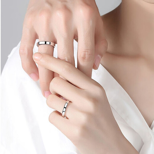 MZMZ platinum couple ring PT950 platinum wedding proposal ring plain ring Chinese Valentine's Day gift for girlfriend Light luxury model - flat couple ring (open) free engraving exquisite gift box