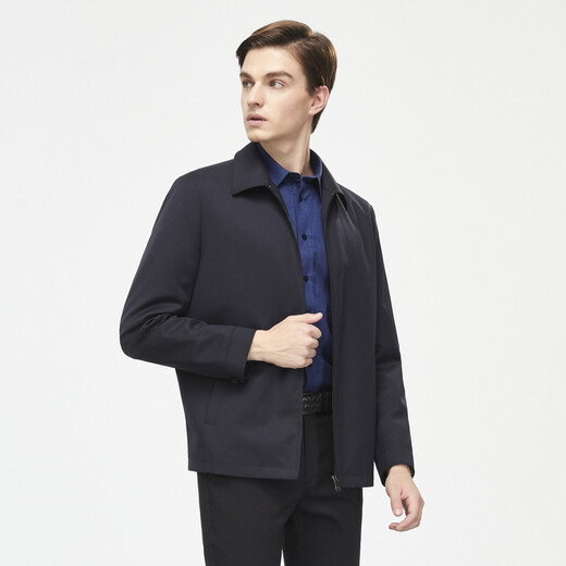 YOUNGOR Single Jacket Men's Lapel Single Jacket Fashion Business Casual Men's Top Jacket VJJK429964FQA Navy Blue 2XL 185/104A