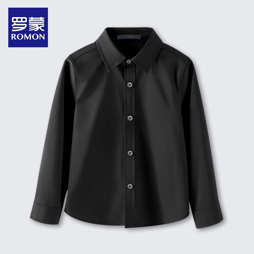 Romon children's shirt boys black long-sleeved T-shirt spring and autumn new campus campus clothing shirt new student shirt black long-sleeved shirt 80