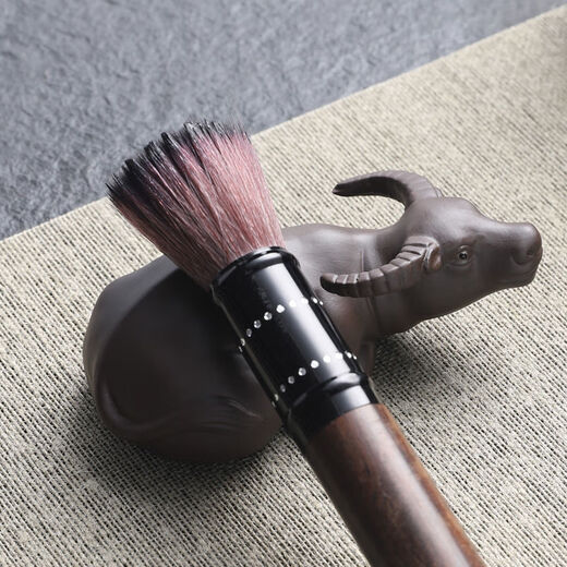 Enshou traces purple sand buffalo tea pet ornaments cow turns to heaven and earth tea play zodiac cow boutique tea tray tea from treasure cute and can be raised purple sand buffalo (black)