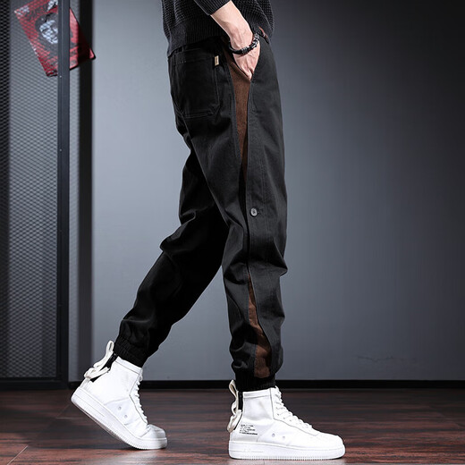 Mode Marke Arbeit Hosen Männer lose Bindungen Freizeithosen Herbst Design Nische Hosen Herrenpersönlichkeit hübsches Harem Hosen grau 2xl