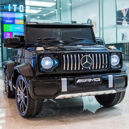 MiYi Mercedes-Benz 6-wheel big G baby electric car with remote control swing can sit and be driven by adults, baby toy stroller 24V black brushless large motor version + soft wheel
